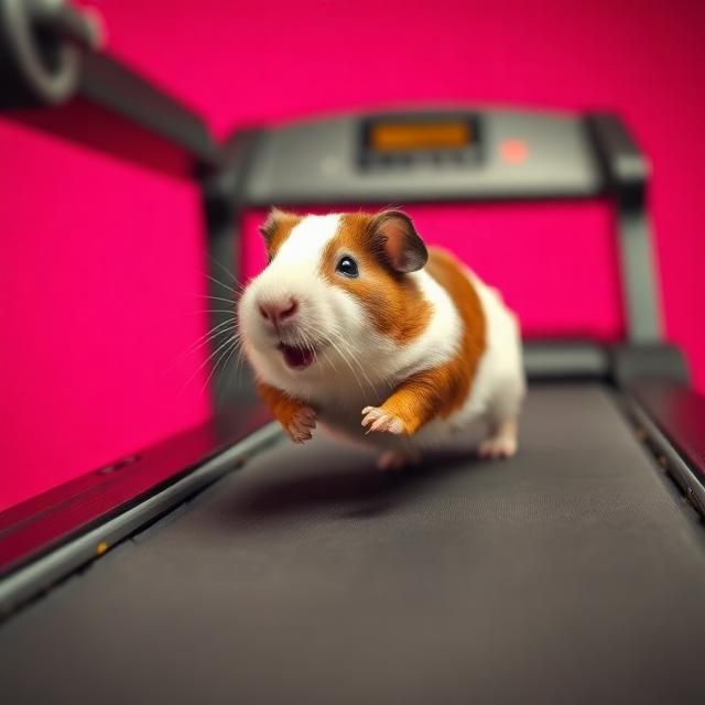 Guinea pig sprinting on a treadmill